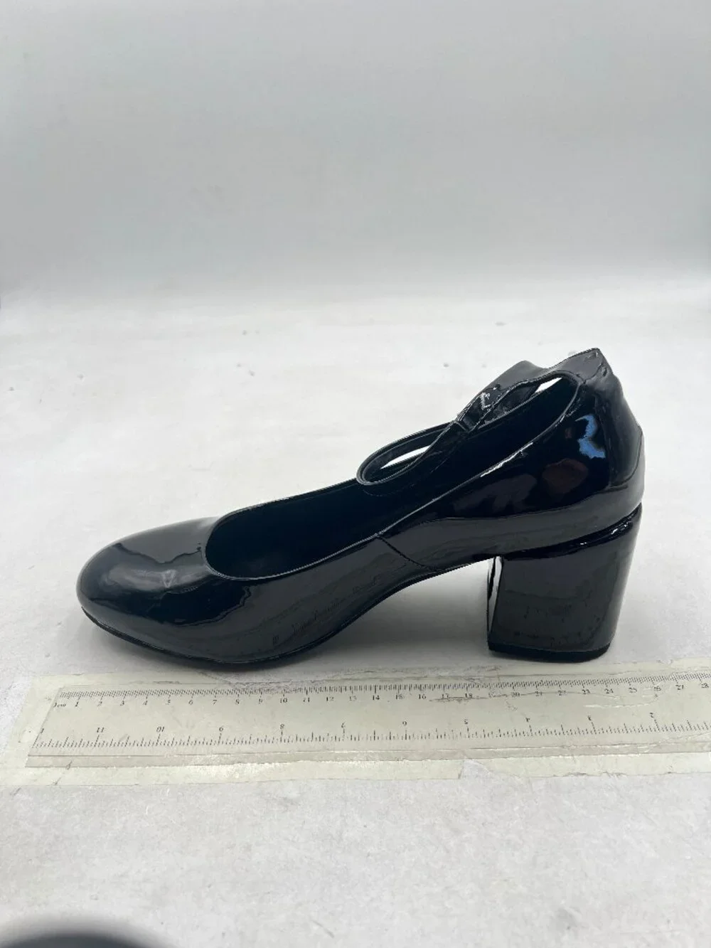 FSJ Black Block Low Heel Pumps Round Toe Ankle Strap Comfortable Wedding Shoes